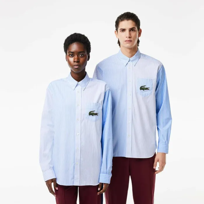 Button Down Shirts MenWomen Lacoste Unisex Large Croc Striped Cotton Shirt White Blue F6z Button Down Shirts MenWomen Lacoste Unisex Large Croc Striped Cotton Shirt White Blue F6z