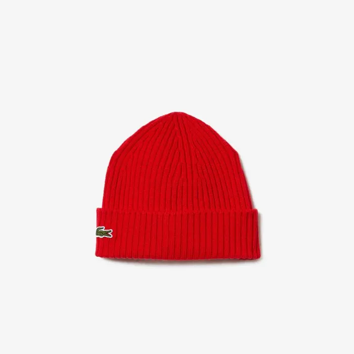 Caps and Hats MenWomen Lacoste Ribbed Wool Hat Red 240