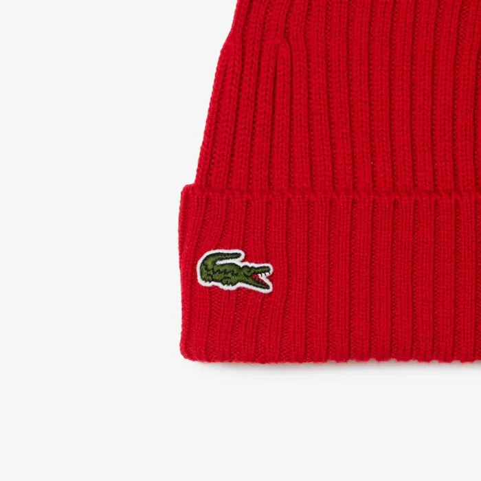 Caps and Hats MenWomen Lacoste Ribbed Wool Hat Red 240