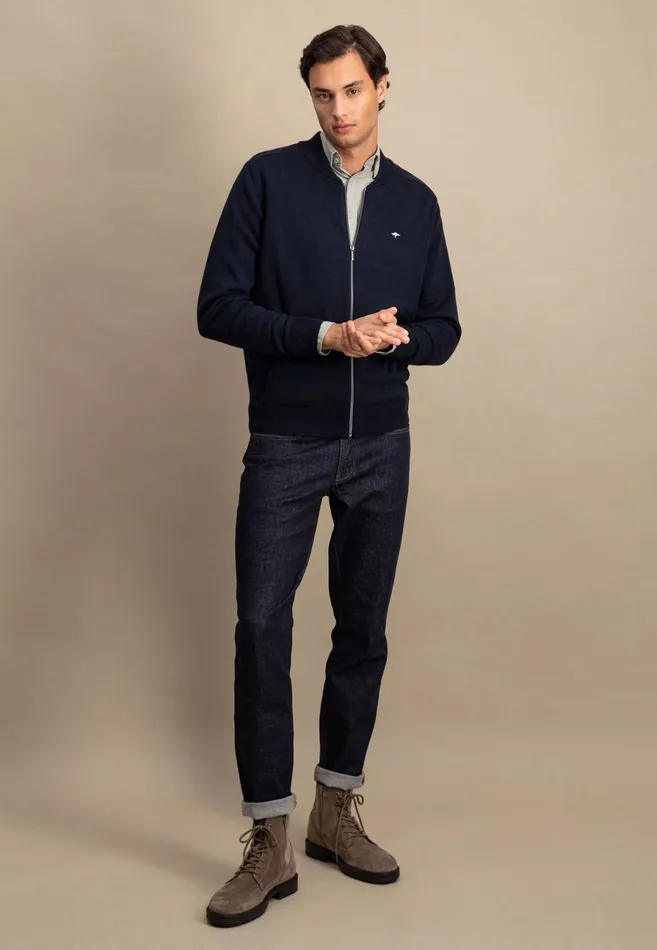 Cardigan Men FYNCHHATTON Parting Jacket Made Of 100 Cotton Navyhazelruby Reddark Emeraldcloud Blueblack