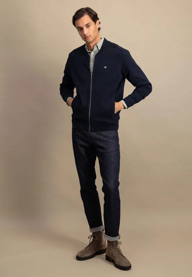 Cardigan Men FYNCHHATTON Parting Jacket Made Of 100 Cotton Navyhazelruby Reddark Emeraldcloud Blueblack