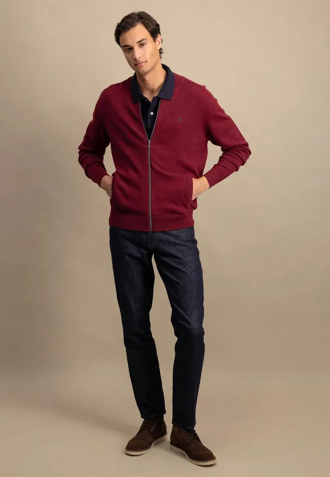 Cardigan Men FYNCHHATTON Parting Jacket Made Of 100 Cotton Navyhazelruby Reddark Emeraldcloud Blueblack