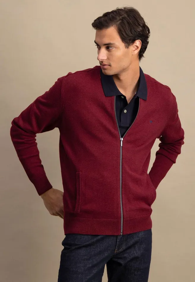 Cardigan Men FYNCHHATTON Parting Jacket Made Of 100 Cotton Navyhazelruby Reddark Emeraldcloud Blueblack