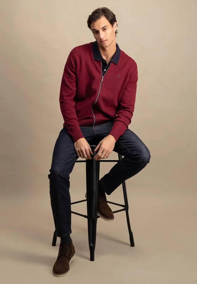 Cardigan Men FYNCHHATTON Parting Jacket Made Of 100 Cotton Navyhazelruby Reddark Emeraldcloud Blueblack