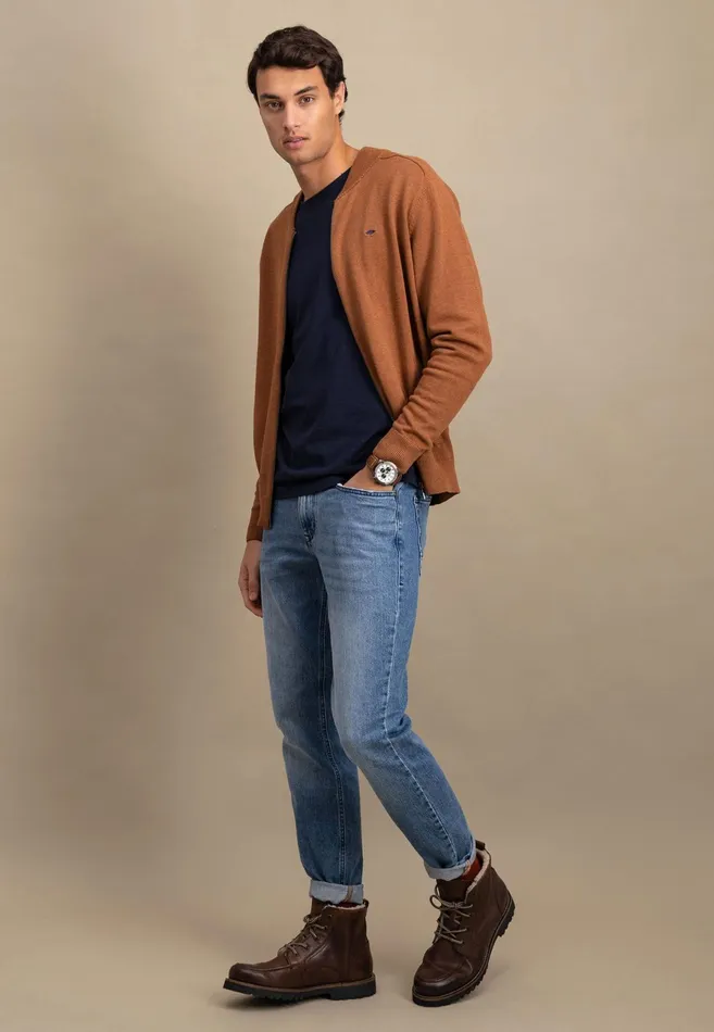 Cardigan Men FYNCHHATTON Parting Jacket Made Of 100 Cotton Navyhazelruby Reddark Emeraldcloud Blueblack