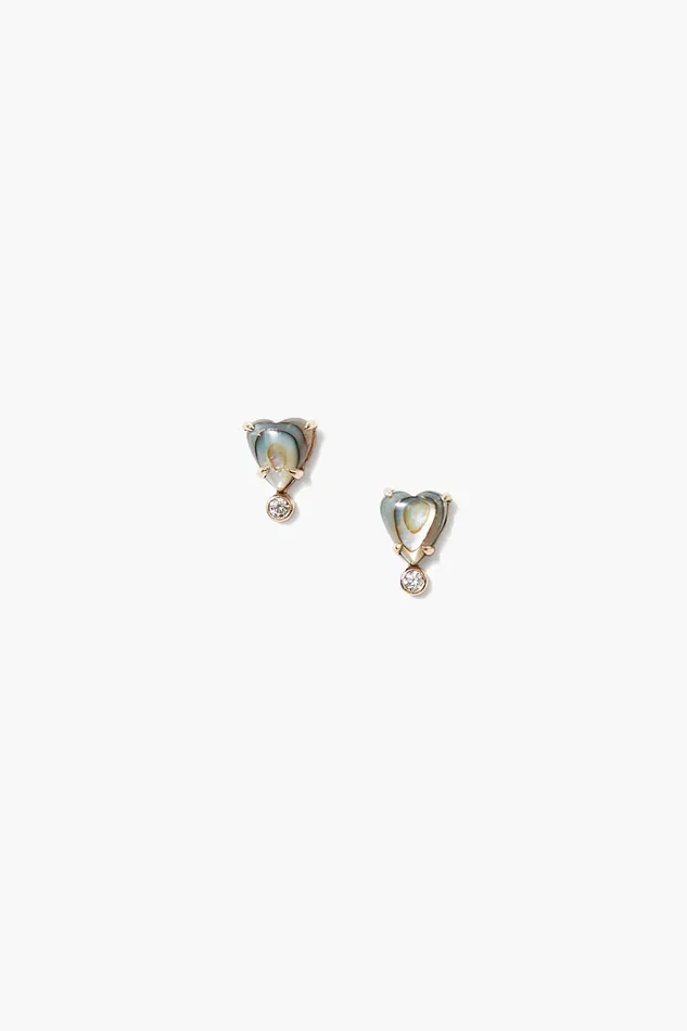 Chan Luu Earrings 14k Diamond Heart Studs Abalone 8211 Women