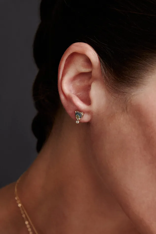 Chan Luu Earrings 14k Diamond Heart Studs Abalone 8211 Women