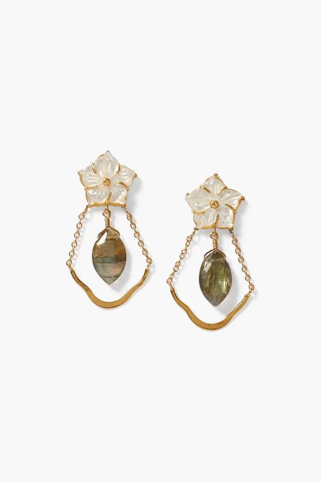 Chan Luu Earrings Plumeria Chandelier Earrings Labradorite Mix 8211 Women