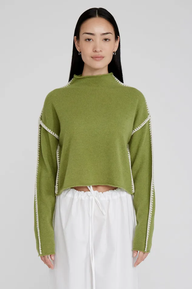 Chan Luu Knitwear Annie Cashmere Cropped Sweater Green 8211 Women