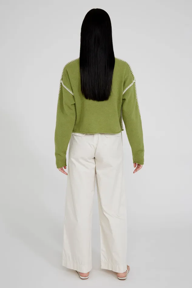 Chan Luu Knitwear Annie Cashmere Cropped Sweater Green 8211 Women