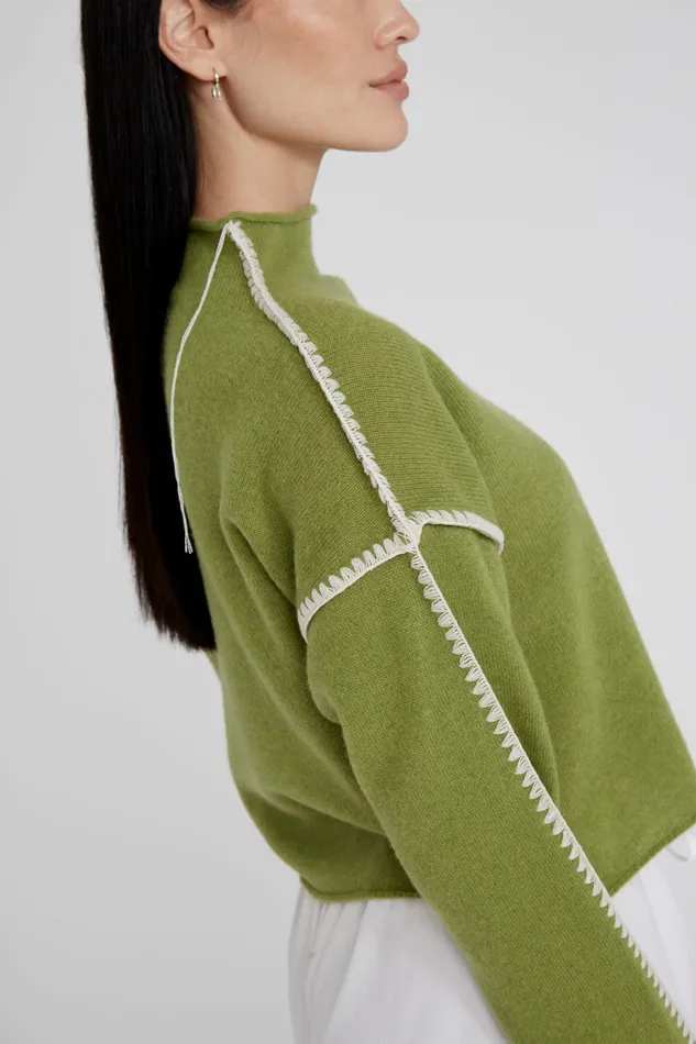 Chan Luu Knitwear Annie Cashmere Cropped Sweater Green 8211 Women