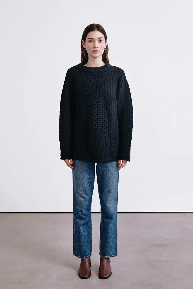 Chan Luu Knitwear Elin Fisherman Sweater Black 8211 Women