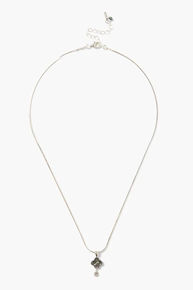 Chan Luu Necklaces Diamond Drop Clover Necklace Black MOP 8211 Women