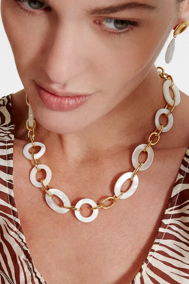 Chan Luu Necklaces Mariner Chain Link Necklace White MOP 8211 Women