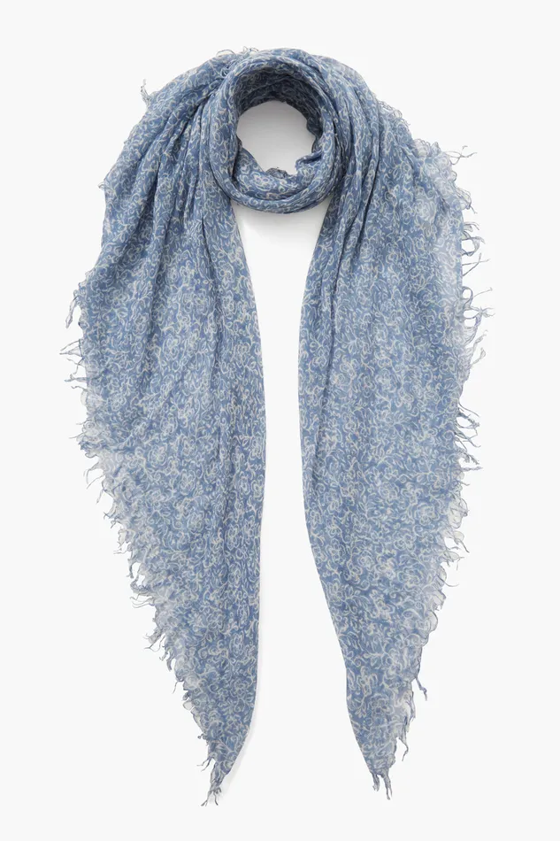 Chan Luu Scarves Cashmere And Silk Scarf Chambray Hibiscus 8211 Women
