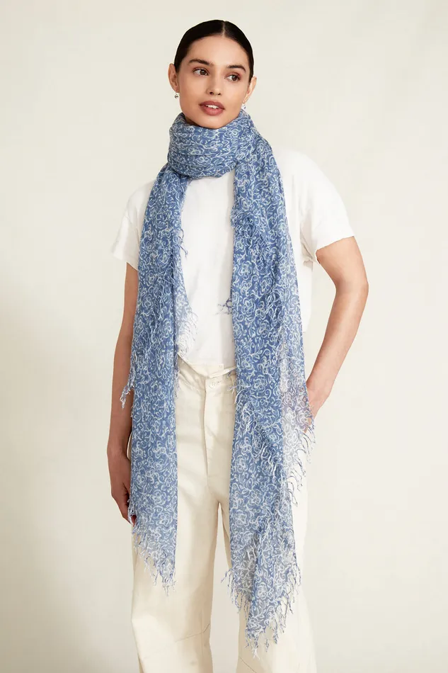 Chan Luu Scarves Cashmere And Silk Scarf Chambray Hibiscus 8211 Women