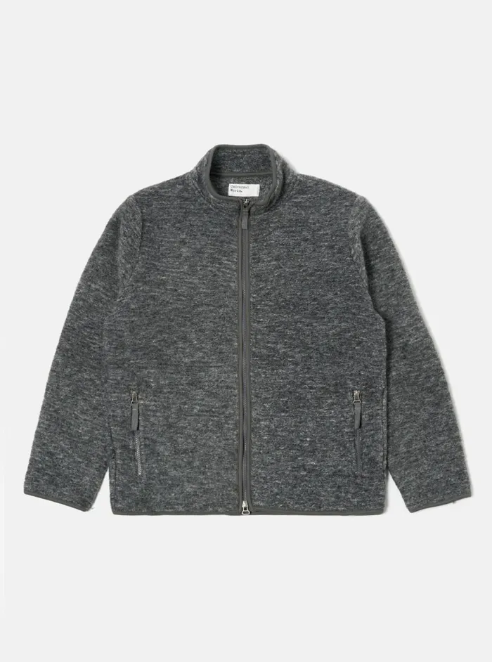 Climbing Jacket In Grey Teddy Fleece Men Universal Works Fleece