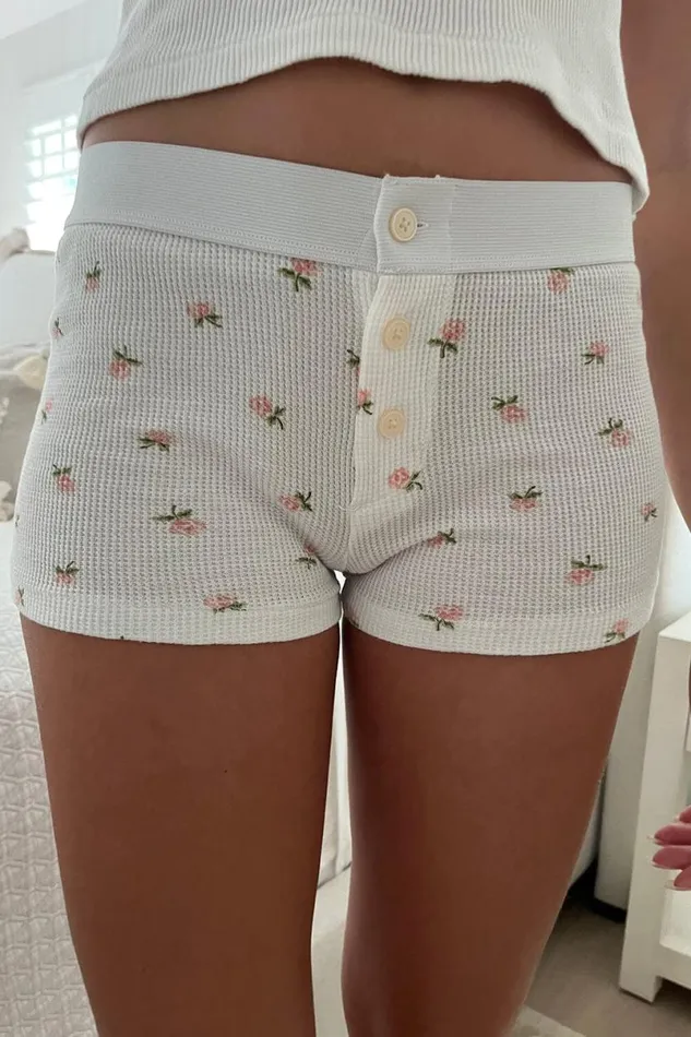 Clothing Floral Waffle Boy Short Underwear Brandy Melville FLORALS