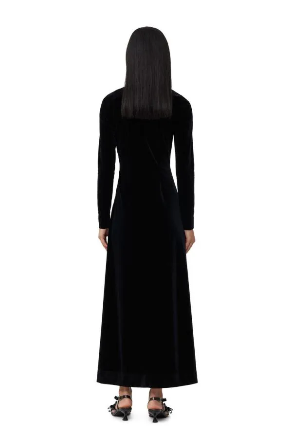 Clothing GANNI Dresses Black Velvet Jersey Twist Long Dress Black Clothing GANNI Dresses Black Velvet Jersey Twist Long Dress Black