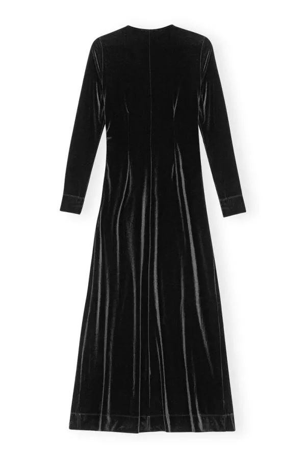 Clothing GANNI Dresses Black Velvet Jersey Twist Long Dress Black Clothing GANNI Dresses Black Velvet Jersey Twist Long Dress Black