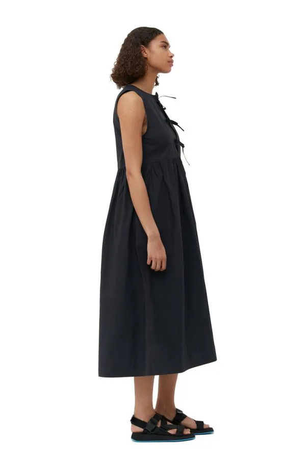 Clothing GANNI Dresses Cotton Poplin Midi Dress Black Clothing GANNI Dresses Cotton Poplin Midi Dress Black
