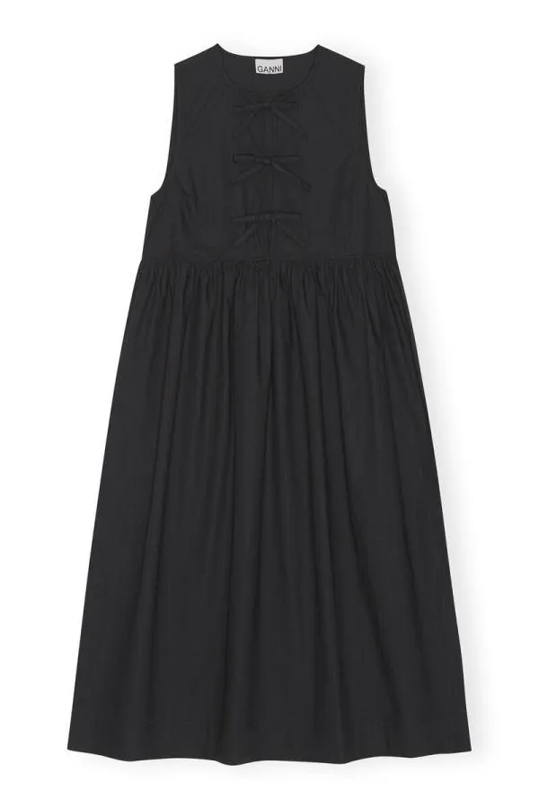 Clothing GANNI Dresses Cotton Poplin Midi Dress Black Clothing GANNI Dresses Cotton Poplin Midi Dress Black