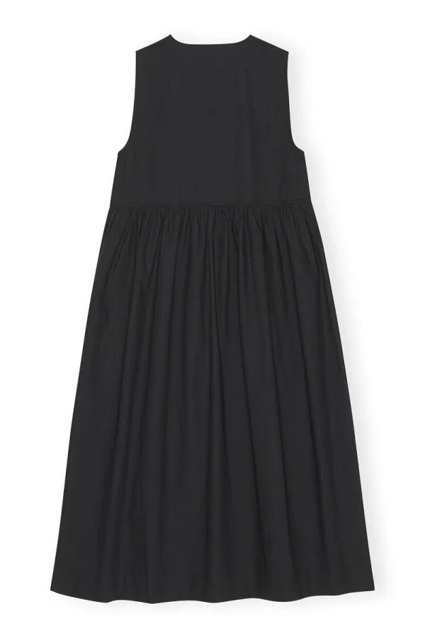 Clothing GANNI Dresses Cotton Poplin Midi Dress Black Clothing GANNI Dresses Cotton Poplin Midi Dress Black