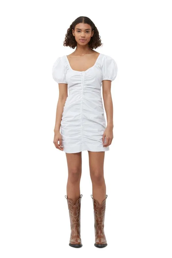 Clothing GANNI Dresses Cotton Poplin Mini Dress Bright White