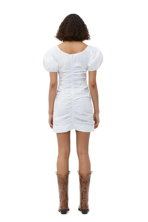 Clothing GANNI Dresses Cotton Poplin Mini Dress Bright White Clothing GANNI Dresses Cotton Poplin Mini Dress Bright White