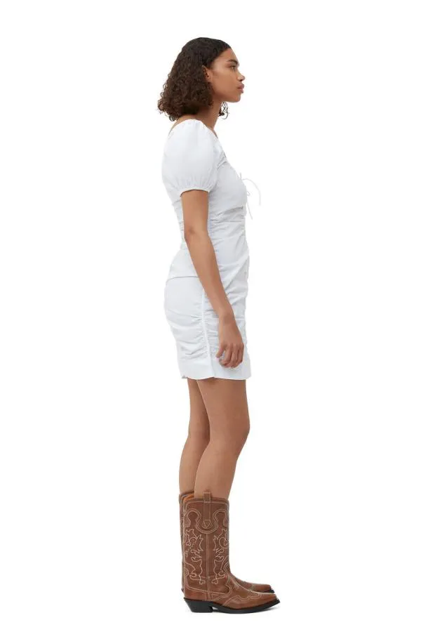 Clothing GANNI Dresses Cotton Poplin Mini Dress Bright White Clothing GANNI Dresses Cotton Poplin Mini Dress Bright White
