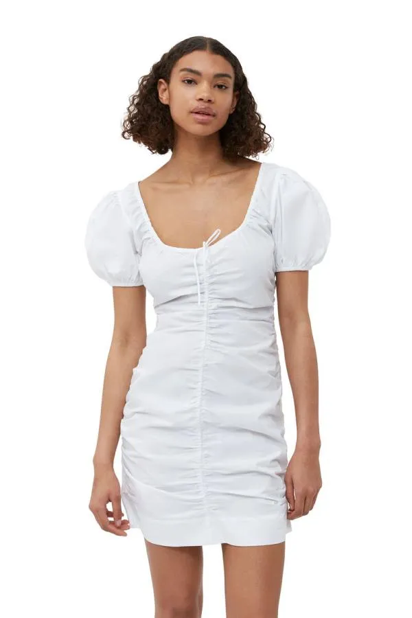 Clothing GANNI Dresses Cotton Poplin Mini Dress Bright White Clothing GANNI Dresses Cotton Poplin Mini Dress Bright White