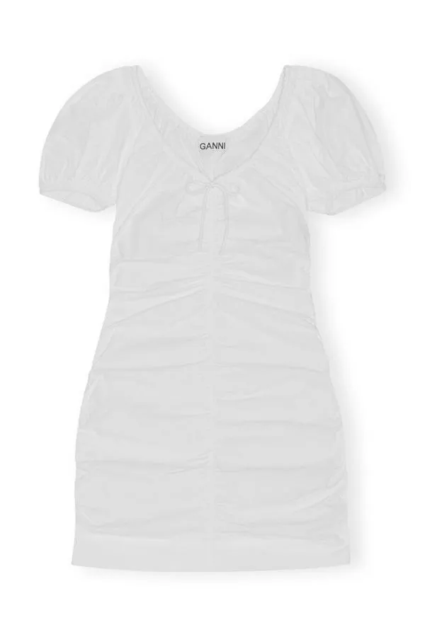 Clothing GANNI Dresses Cotton Poplin Mini Dress Bright White Clothing GANNI Dresses Cotton Poplin Mini Dress Bright White