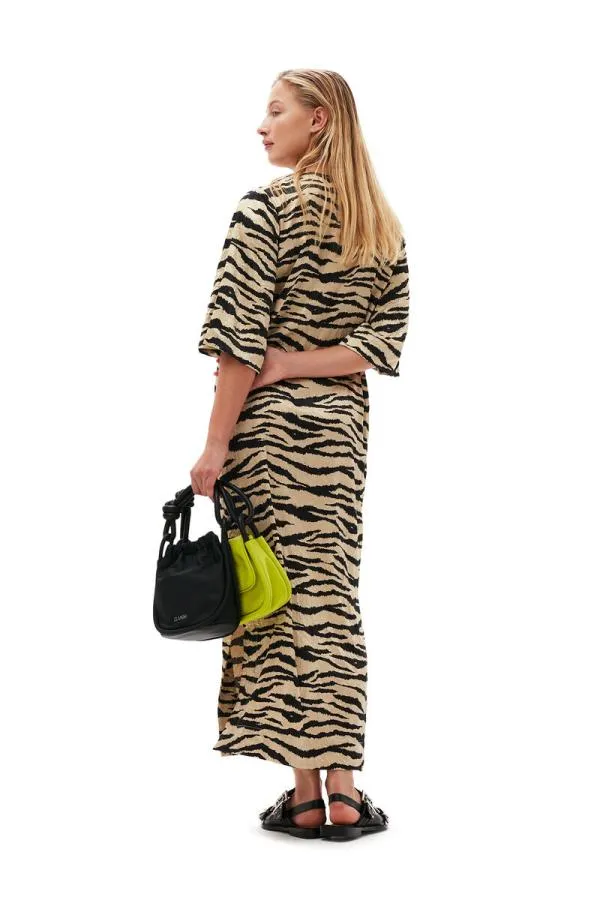 Clothing GANNI Dresses Crinkled Satin Maxi Dress Pale Khaki Clothing GANNI Dresses Crinkled Satin Maxi Dress Pale Khaki