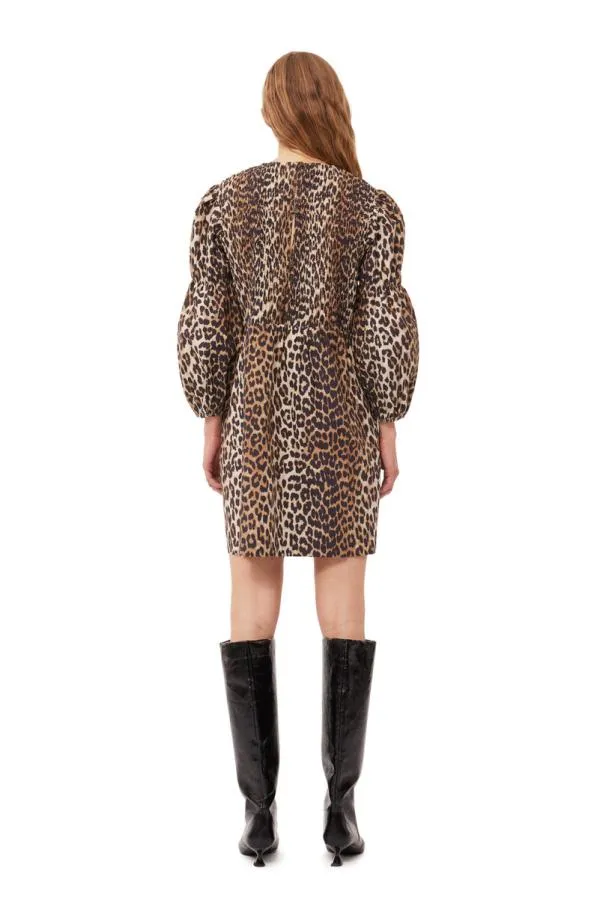 Clothing GANNI Dresses Leopard Cotton Poplin Smock Mini Dress Leopard Clothing GANNI Dresses Leopard Cotton Poplin Smock Mini Dress Leopard