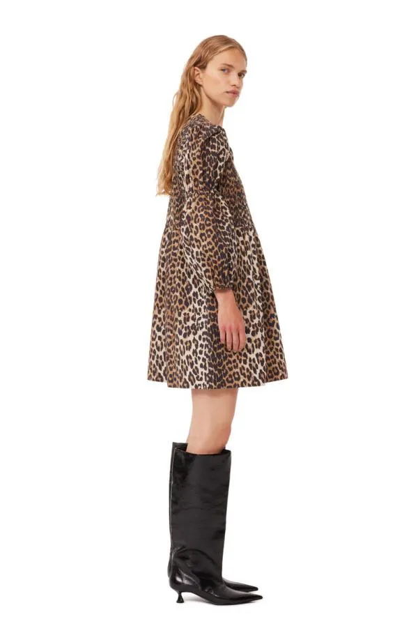Clothing GANNI Dresses Leopard Cotton Poplin Smock Mini Dress Leopard Clothing GANNI Dresses Leopard Cotton Poplin Smock Mini Dress Leopard