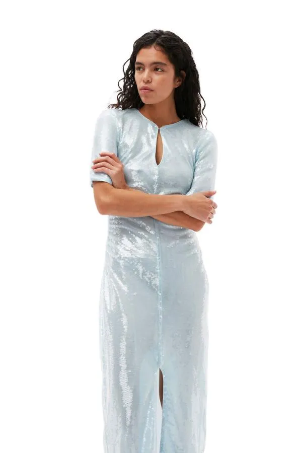 Clothing GANNI Dresses Light Sequins Maxi Dress Ice Water Clothing GANNI Dresses Light Sequins Maxi Dress Ice Water