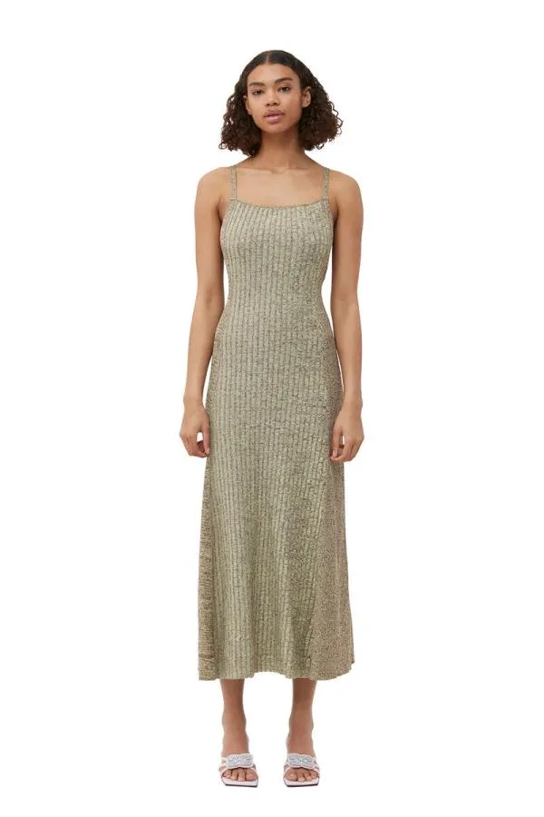 Clothing GANNI Dresses Melange Knit Maxi Dress Brandy Brown