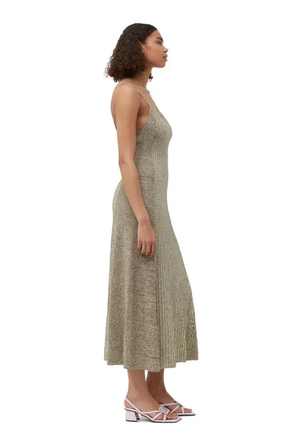 Clothing GANNI Dresses Melange Knit Maxi Dress Brandy Brown Clothing GANNI Dresses Melange Knit Maxi Dress Brandy Brown