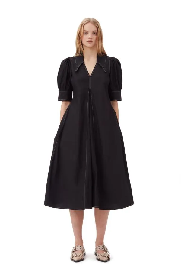 Clothing GANNI Dresses Poplin Midi Dress Black