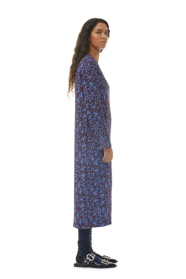 Clothing GANNI Dresses Printed Crepe Midi Dress Port Royale Clothing GANNI Dresses Printed Crepe Midi Dress Port Royale