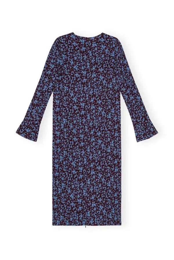 Clothing GANNI Dresses Printed Crepe Midi Dress Port Royale Clothing GANNI Dresses Printed Crepe Midi Dress Port Royale