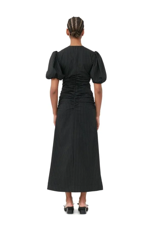Clothing GANNI Dresses Stretch Stripe Gathered Long Dress Black Clothing GANNI Dresses Stretch Stripe Gathered Long Dress Black