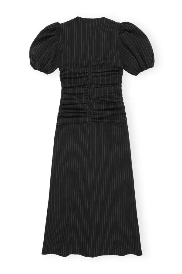 Clothing GANNI Dresses Stretch Stripe Gathered Long Dress Black Clothing GANNI Dresses Stretch Stripe Gathered Long Dress Black