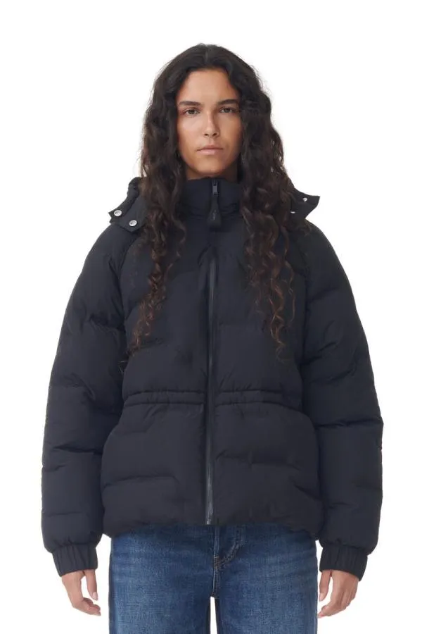 Clothing GANNI Extended Sizes Black Short Puffer Raglan Jacket Black