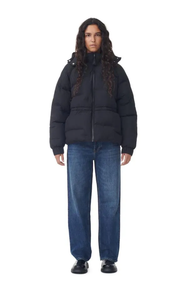 Clothing GANNI Extended Sizes Black Short Puffer Raglan Jacket Black Clothing GANNI Extended Sizes Black Short Puffer Raglan Jacket Black