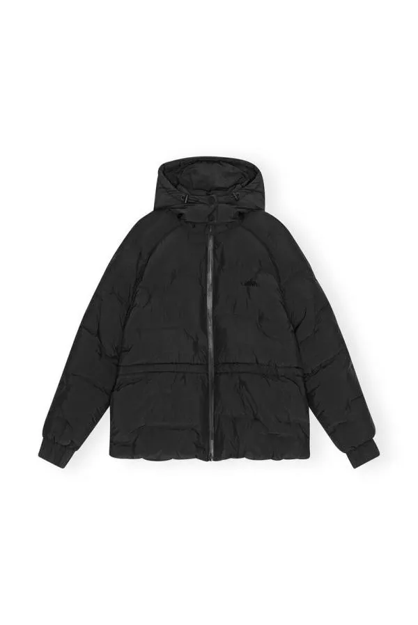 Clothing GANNI Extended Sizes Black Short Puffer Raglan Jacket Black Clothing GANNI Extended Sizes Black Short Puffer Raglan Jacket Black