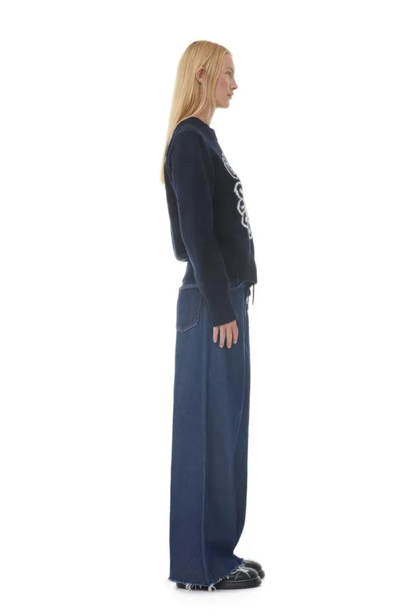 Clothing GANNI Extended Sizes Blue Flower Graphic Oneck Pullover Sky Captain Clothing GANNI Extended Sizes Blue Flower Graphic Oneck Pullover Sky Captain