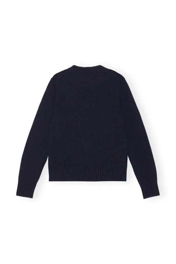 Clothing GANNI Extended Sizes Blue Flower Graphic Oneck Pullover Sky Captain Clothing GANNI Extended Sizes Blue Flower Graphic Oneck Pullover Sky Captain