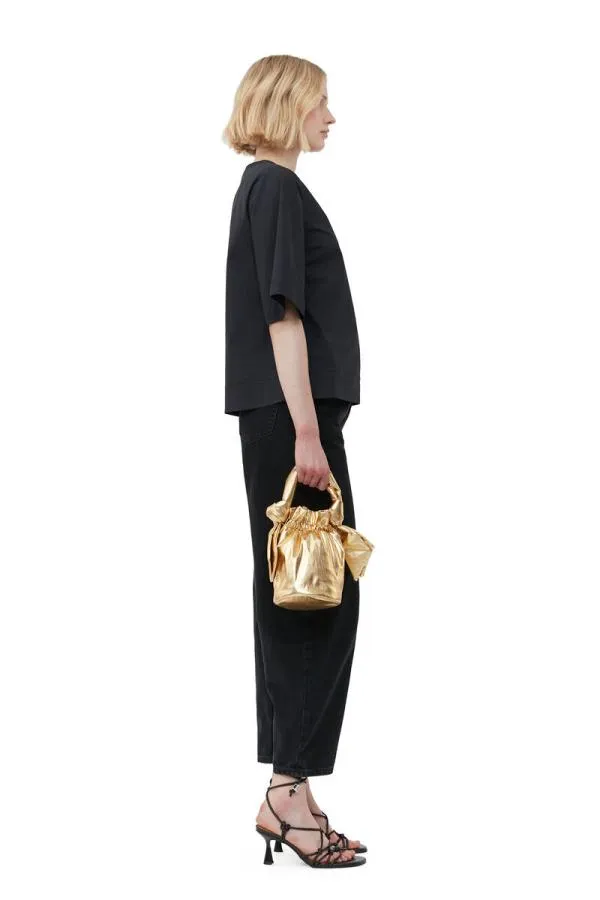 Clothing GANNI Extended Sizes Cotton Poplin Blouse Black Clothing GANNI Extended Sizes Cotton Poplin Blouse Black