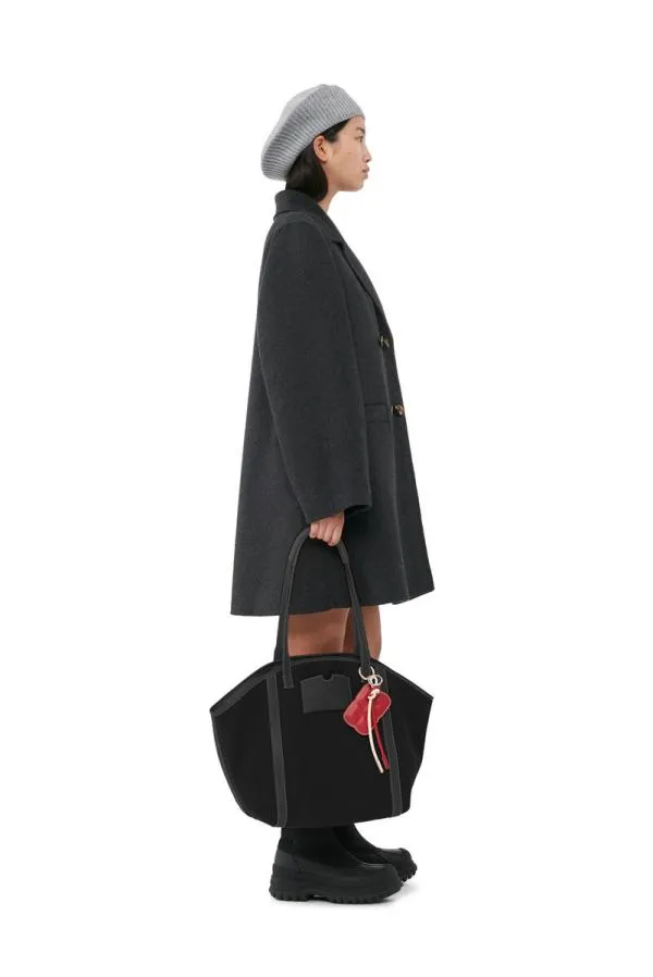 Clothing GANNI Extended Sizes Grey Wool Midi Jacket Phantom Clothing GANNI Extended Sizes Grey Wool Midi Jacket Phantom